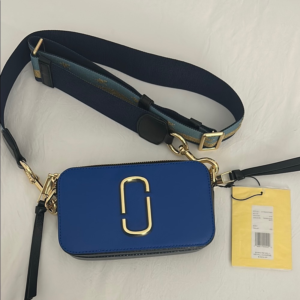 Marc Jacobs Blue Crossbody Bag Snapshot with Gold Accents